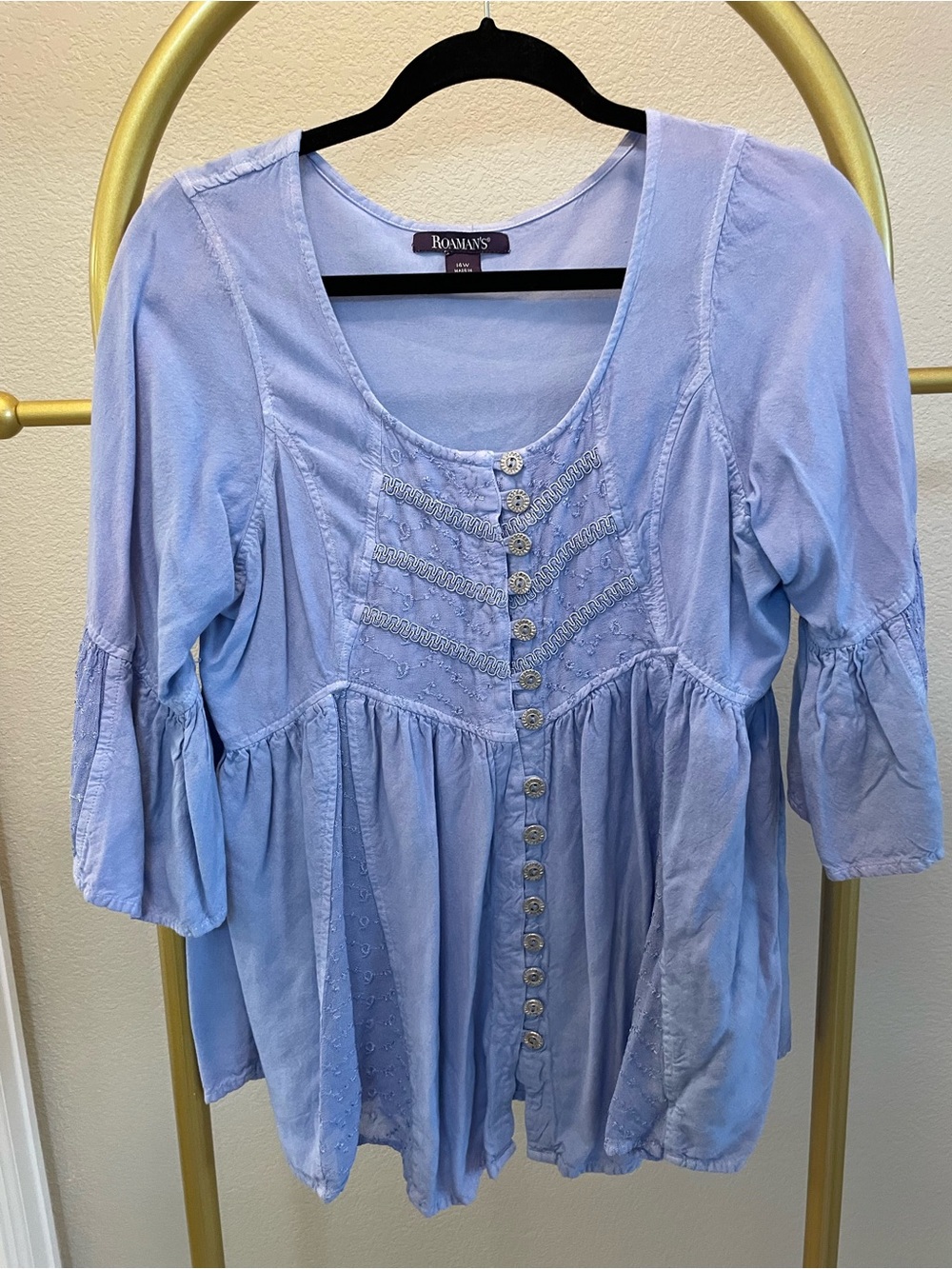 Bohemian Button-Front Peasant Top